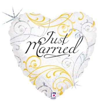 Folienballon - Just Married, gold & silber filigran - ø 46cm